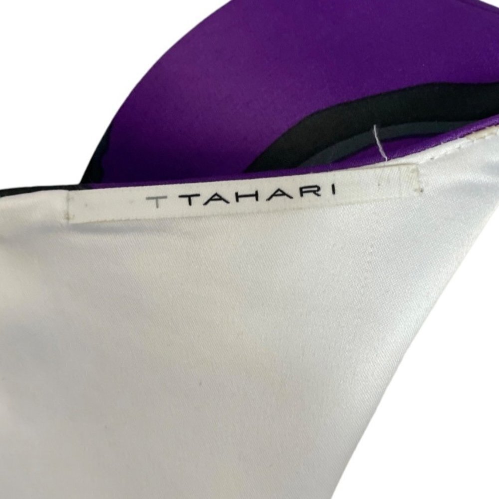 T TAHARI‎ "Jocelin" Luxurious Matte Satin Sheath Dress Bust 34" White Purple - Picture 8 of 15